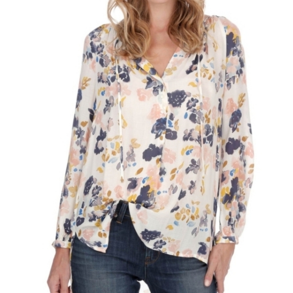 LUCKY BRAND Blouse Floral Top with Boho Vibes Size S